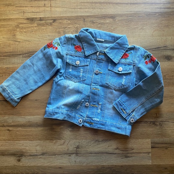 Rose Embroidered Girls Jacket - Picture 1 of 5